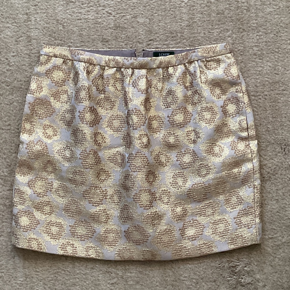J. Crew Gold Patterned Mini Skirt
